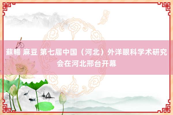 蘇暢 麻豆 第七届中国（河北）外洋眼科学术研究会在河北邢台开幕