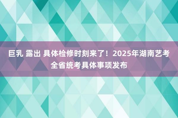 巨乳 露出 具体检修时刻来了！2025年湖南艺考全省统考具体事项发布