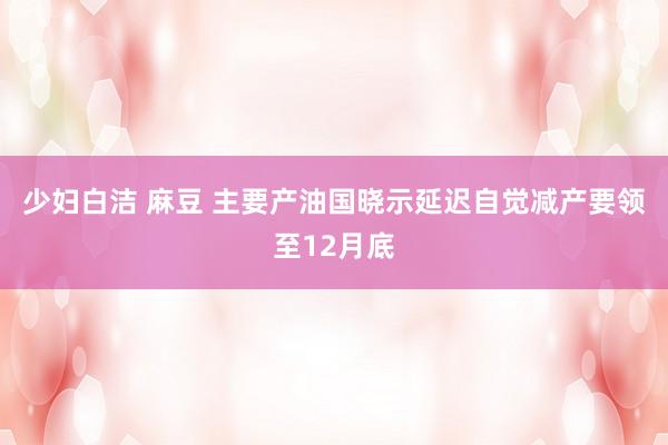 少妇白洁 麻豆 主要产油国晓示延迟自觉减产要领至12月底