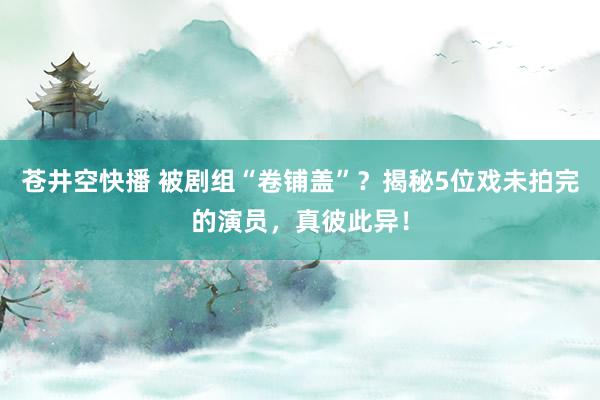 苍井空快播 被剧组“卷铺盖”？揭秘5位戏未拍完的演员，真彼此异！