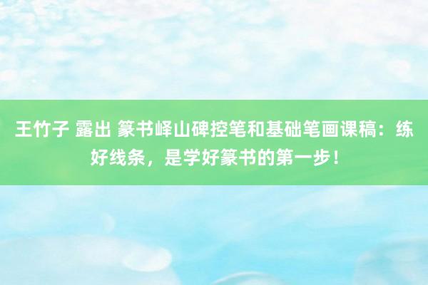 王竹子 露出 篆书峄山碑控笔和基础笔画课稿：练好线条，是学好篆书的第一步！