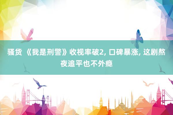 骚货 《我是刑警》收视率破2, 口碑暴涨, 这剧熬夜追平也不外瘾