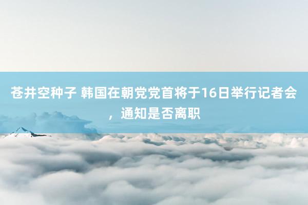 苍井空种子 韩国在朝党党首将于16日举行记者会，通知是否离职
