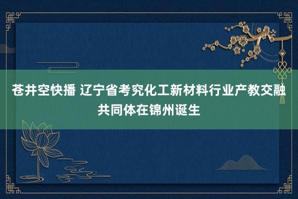 苍井空快播 辽宁省考究化工新材料行业产教交融共同体在锦州诞生