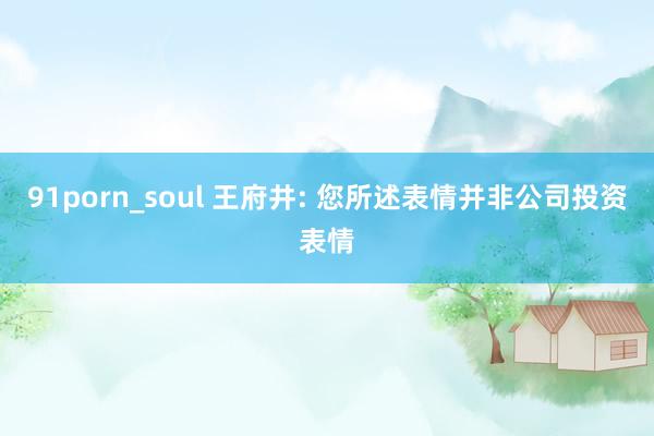 91porn_soul 王府井: 您所述表情并非公司投资表情