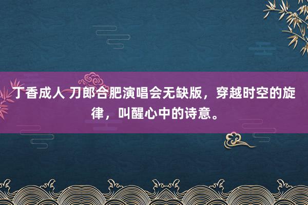 丁香成人 刀郎合肥演唱会无缺版，穿越时空的旋律，叫醒心中的诗意。