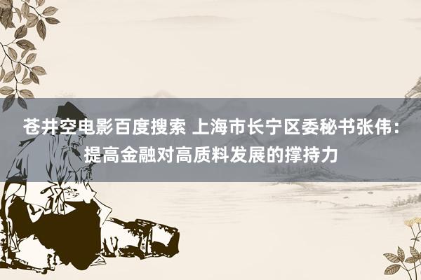 苍井空电影百度搜索 上海市长宁区委秘书张伟：提高金融对高质料发展的撑持力