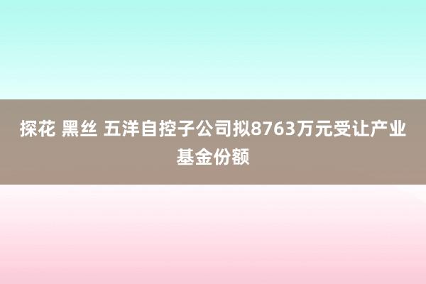 探花 黑丝 五洋自控子公司拟8763万元受让产业基金份额