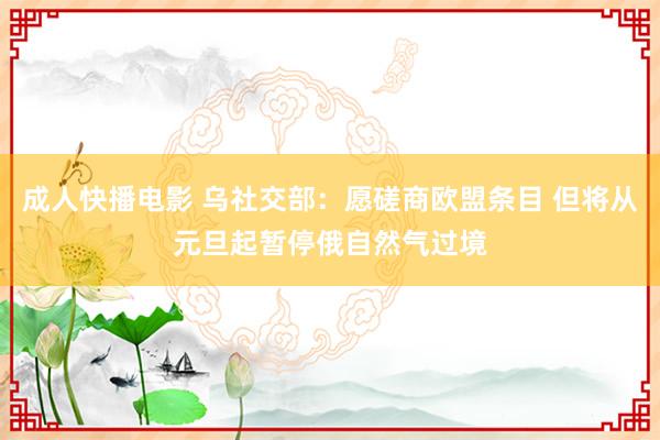成人快播电影 乌社交部：愿磋商欧盟条目 但将从元旦起暂停俄自然气过境