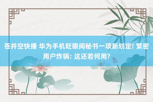 苍井空快播 华为手机眨眼间秘书一项新划定! 繁密用户炸锅: 这还若何用?