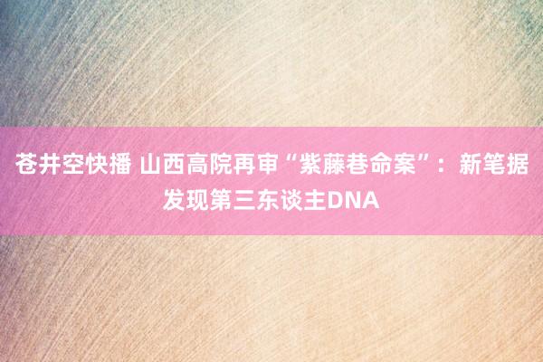 苍井空快播 山西高院再审“紫藤巷命案”：新笔据发现第三东谈主DNA