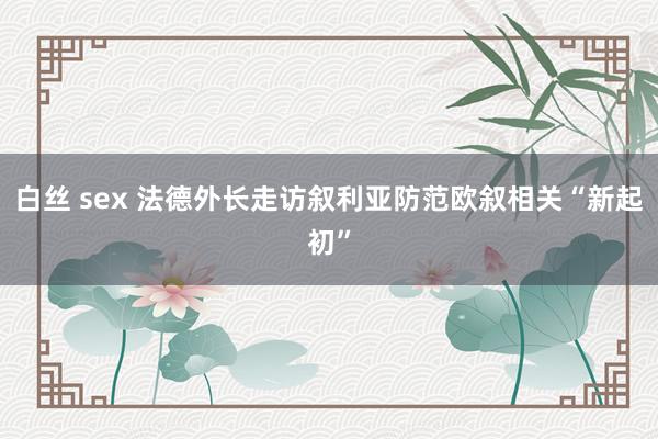 白丝 sex 法德外长走访叙利亚　防范欧叙相关“新起初”