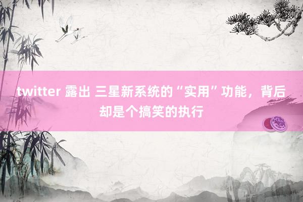 twitter 露出 三星新系统的“实用”功能，背后却是个搞笑的执行