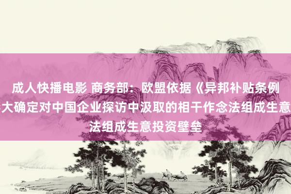 成人快播电影 商务部：欧盟依据《异邦补贴条例》过火膨大确定对中国企业探访中汲取的相干作念法组成生意投资壁垒