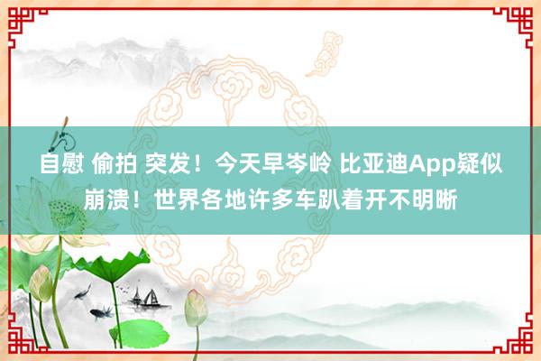 自慰 偷拍 突发！今天早岑岭 比亚迪App疑似崩溃！世界各地许多车趴着开不明晰