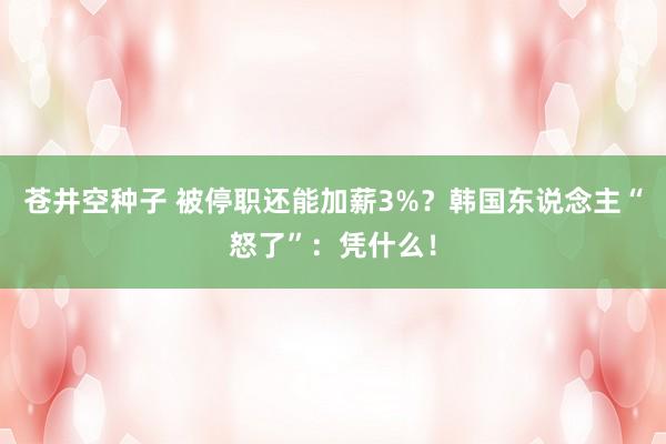 苍井空种子 被停职还能加薪3%？韩国东说念主“怒了”：凭什么！
