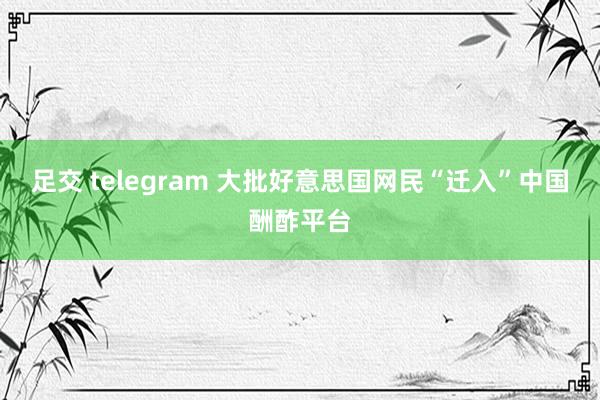 足交 telegram 大批好意思国网民“迁入”中国酬酢平台