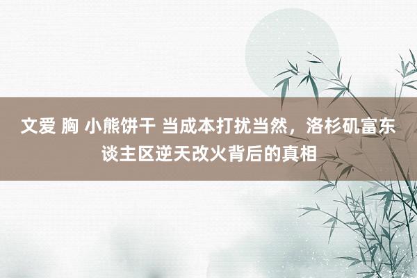 文爱 胸 小熊饼干 当成本打扰当然，洛杉矶富东谈主区逆天改火背后的真相