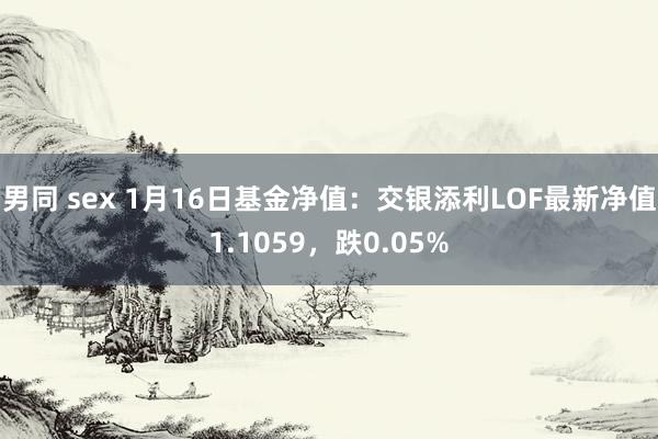 男同 sex 1月16日基金净值：交银添利LOF最新净值1.1059，跌0.05%