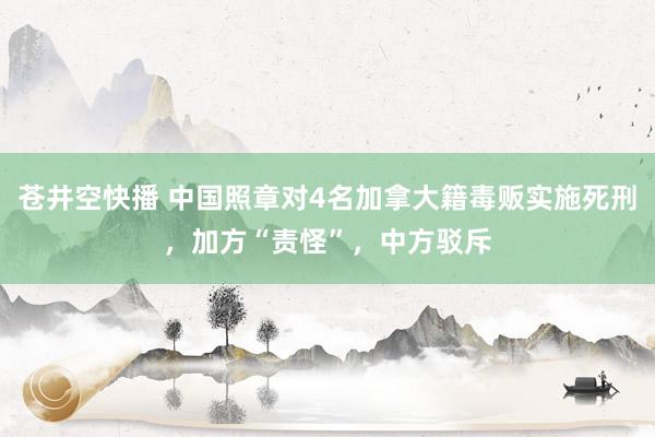 苍井空快播 中国照章对4名加拿大籍毒贩实施死刑，加方“责怪”，中方驳斥