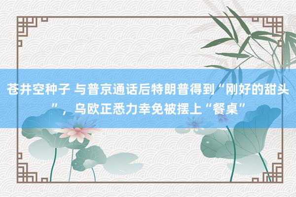 苍井空种子 与普京通话后特朗普得到“刚好的甜头”，乌欧正悉力幸免被摆上“餐桌”