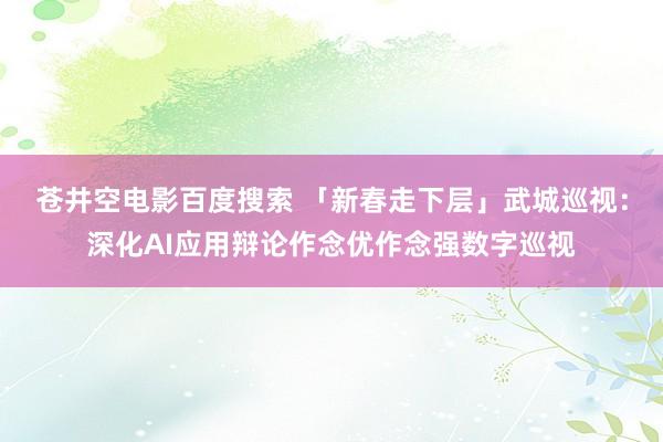 苍井空电影百度搜索 「新春走下层」武城巡视：深化AI应用辩论作念优作念强数字巡视