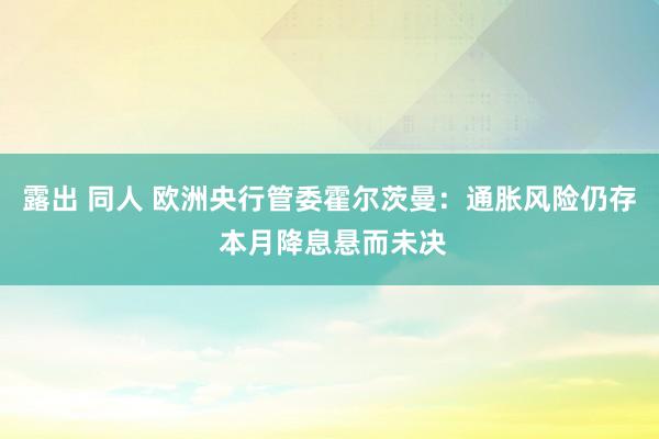 露出 同人 欧洲央行管委霍尔茨曼：通胀风险仍存 本月降息悬而未决