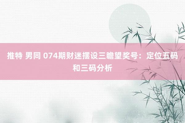 推特 男同 074期财迷摆设三瞻望奖号：定位五码和三码分析