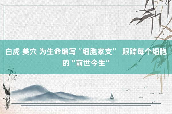 白虎 美穴 为生命编写“细胞家支”  跟踪每个细胞的“前世今生”
