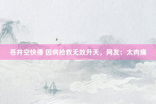 苍井空快播 因病抢救无效升天，网友：太肉痛