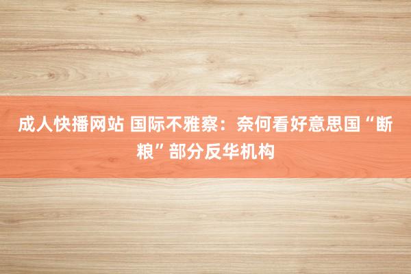 成人快播网站 国际不雅察：奈何看好意思国“断粮”部分反华机构