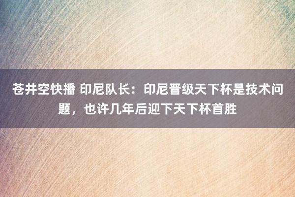 苍井空快播 印尼队长：印尼晋级天下杯是技术问题，也许几年后迎下天下杯首胜