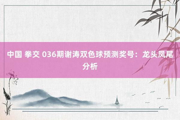 中国 拳交 036期谢涛双色球预测奖号：龙头凤尾分析