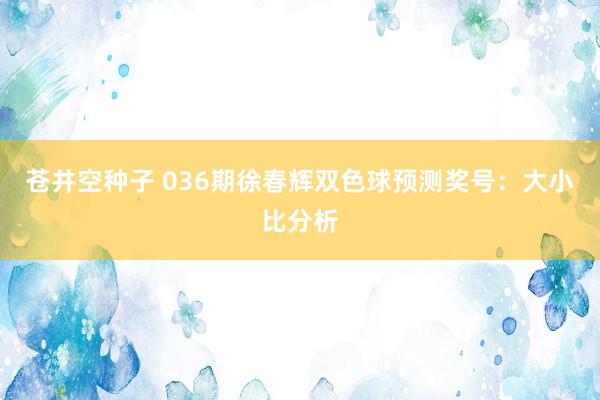 苍井空种子 036期徐春辉双色球预测奖号：大小比分析