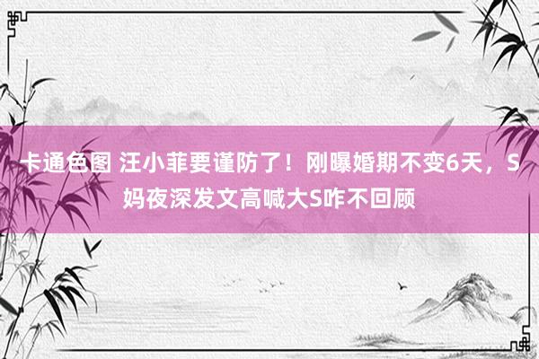 卡通色图 汪小菲要谨防了！刚曝婚期不变6天，S妈夜深发文高喊大S咋不回顾