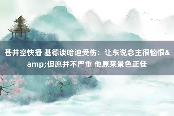 苍井空快播 基德谈哈迪受伤：让东说念主很恼恨&但愿并不严重 他原来景色正佳