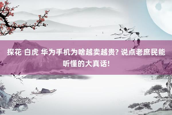 探花 白虎 华为手机为啥越卖越贵? 说点老庶民能听懂的大真话!