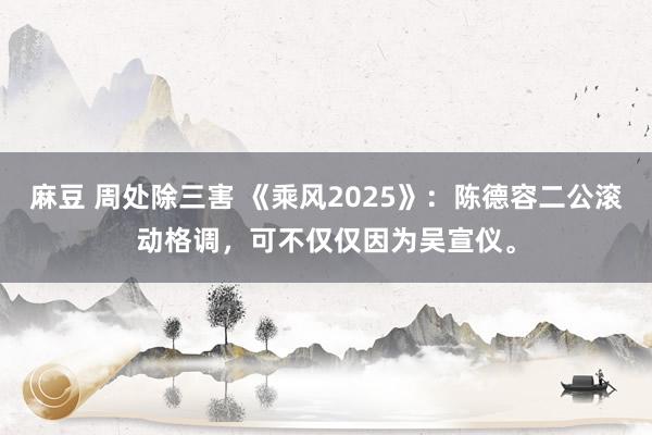麻豆 周处除三害 《乘风2025》：陈德容二公滚动格调，可不仅仅因为吴宣仪。