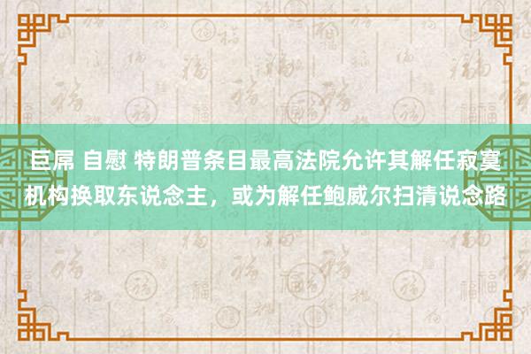 巨屌 自慰 特朗普条目最高法院允许其解任寂寞机构换取东说念主，或为解任鲍威尔扫清说念路