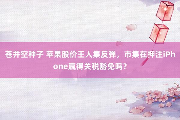 苍井空种子 苹果股价王人集反弹，市集在押注iPhone赢得关税豁免吗？
