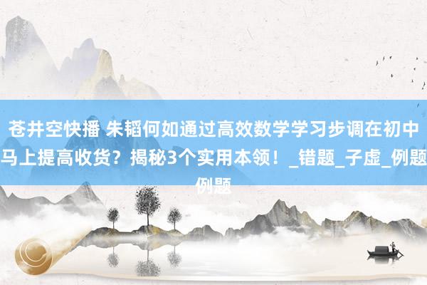 苍井空快播 朱韬何如通过高效数学学习步调在初中马上提高收货？揭秘3个实用本领！_错题_子虚_例题