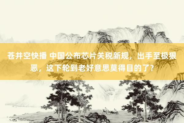 苍井空快播 中国公布芯片关税新规，出手至极狠恶，这下轮到老好意思莫得目的了？