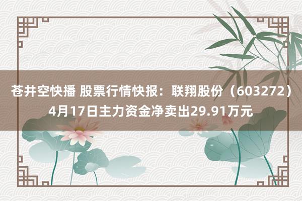 苍井空快播 股票行情快报：联翔股份（603272）4月17日主力资金净卖出29.91万元