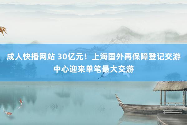 成人快播网站 30亿元！上海国外再保障登记交游中心迎来单笔最大交游