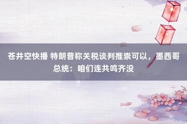 苍井空快播 特朗普称关税谈判推崇可以，墨西哥总统：咱们连共鸣齐没