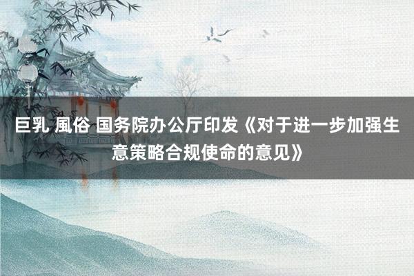 巨乳 風俗 国务院办公厅印发《对于进一步加强生意策略合规使命的意见》