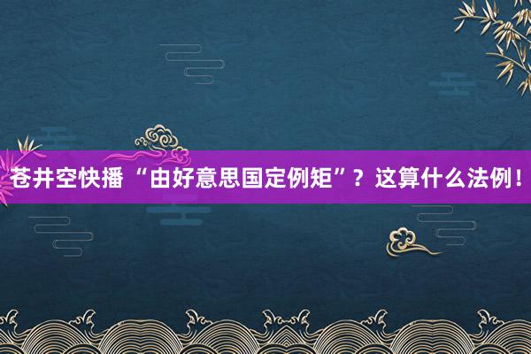 苍井空快播 “由好意思国定例矩”？这算什么法例！