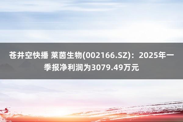 苍井空快播 莱茵生物(002166.SZ)：2025年一季报净利润为3079.49万元