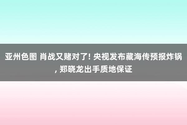 亚州色图 肖战又赌对了! 央视发布藏海传预报炸锅， 郑晓龙出手质地保证